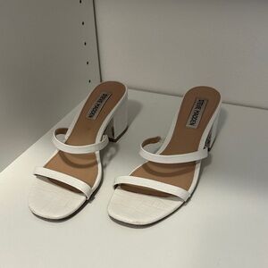 Steve Madden white Block Heel Sandals